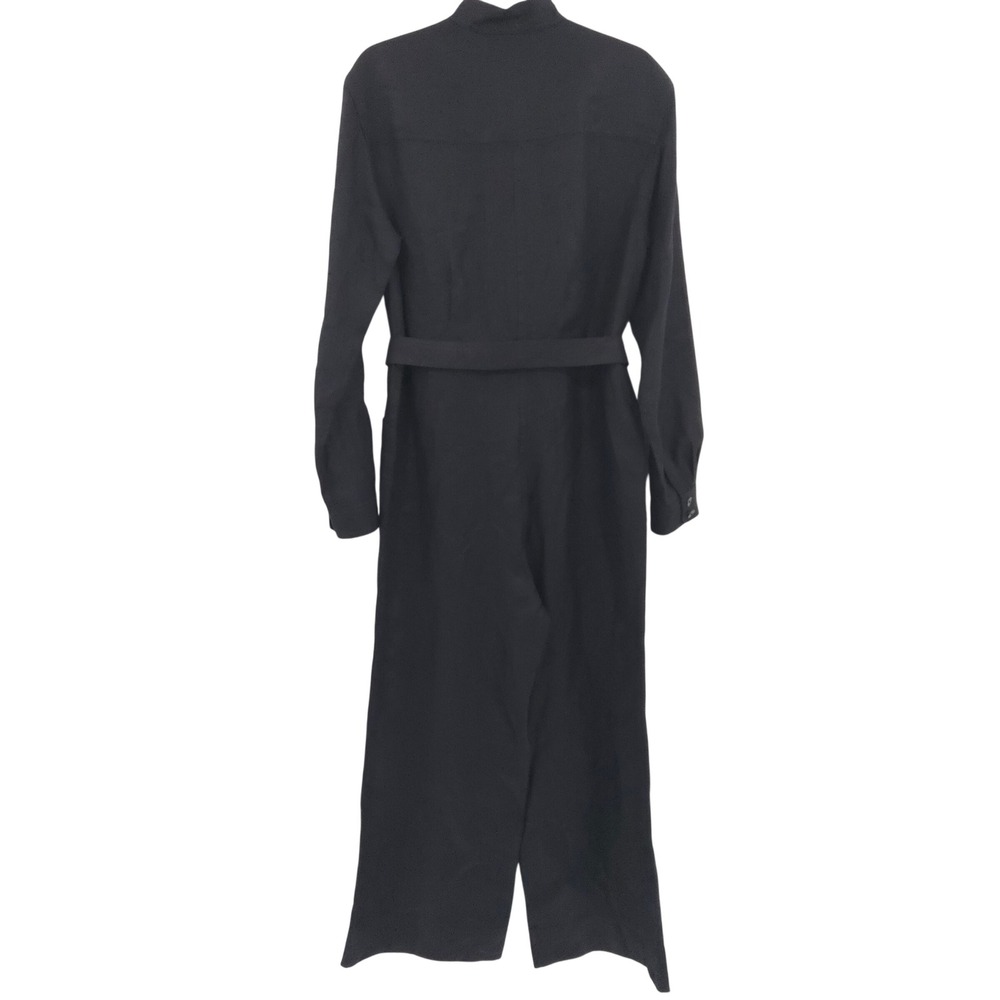 Banana Republic Lisa Linen Jumpsuit Women S Tall Black Wide Leg Long Sleeve - Picture 10 of 12